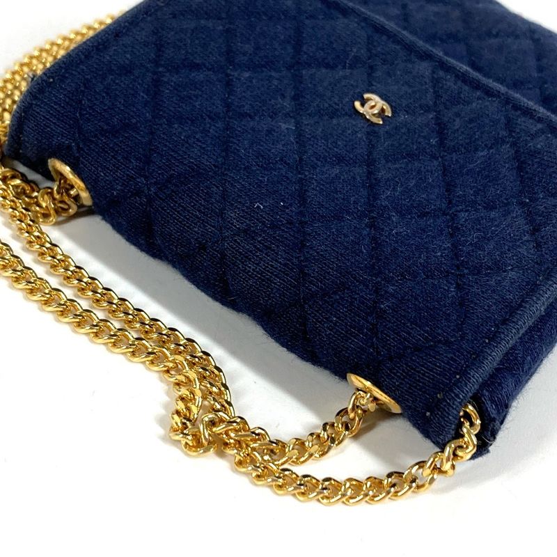 Chanel Shoulder Bag CC Logo Quilted CC Cotton Navy