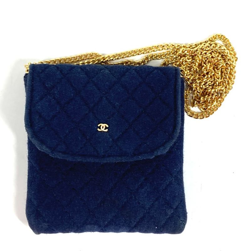 Chanel Shoulder Bag CC Logo Quilted CC Cotton Navy