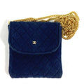 Chanel Shoulder Bag CC Logo Quilted CC Cotton Navy