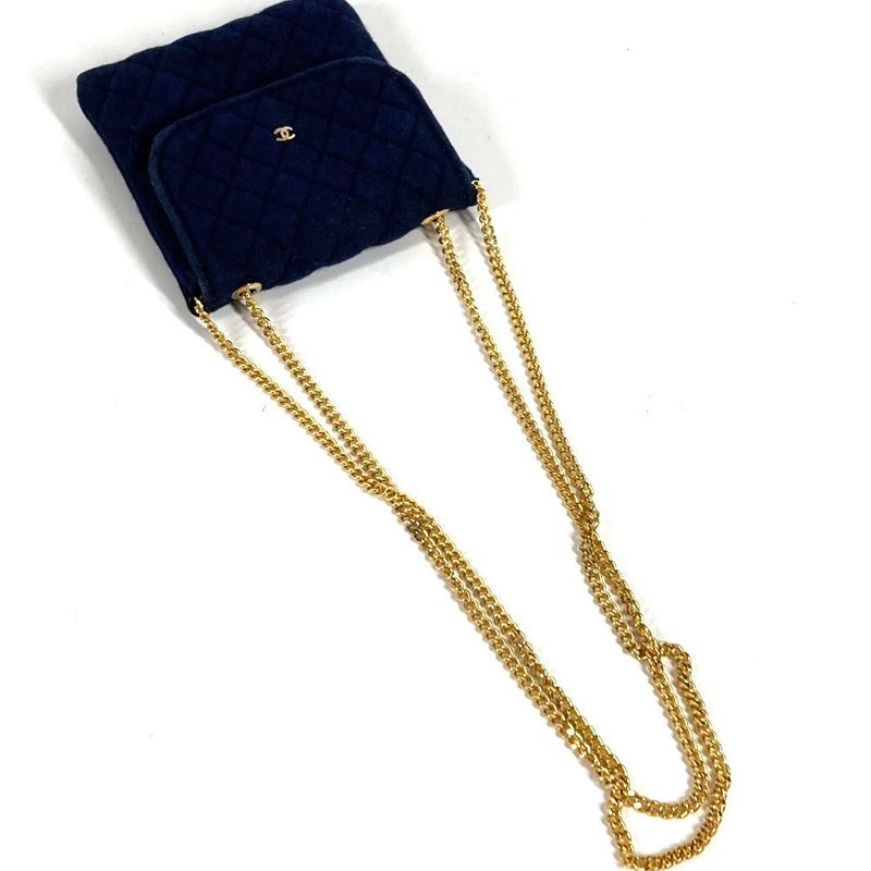 Chanel Shoulder Bag CC Logo Quilted CC Cotton Navy