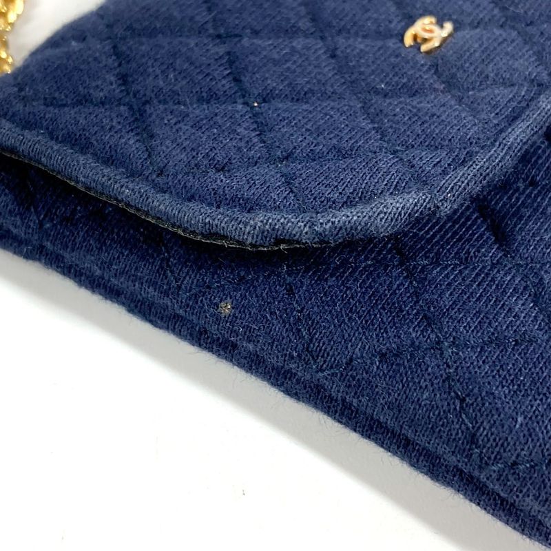 Chanel Shoulder Bag CC Logo Quilted CC Cotton Navy
