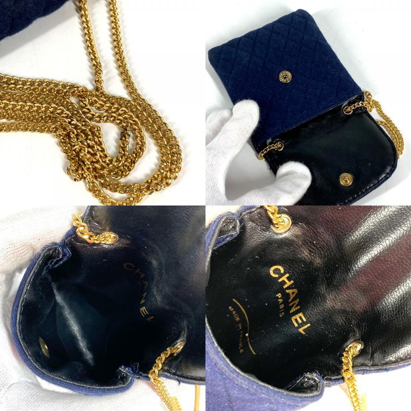Chanel Shoulder Bag CC Logo Quilted CC Cotton Navy