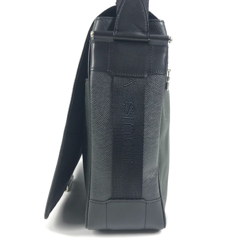 Louis Vuitton Shoulder Bag Victor Taiga Leather Black Khaki