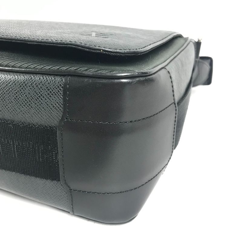 Louis Vuitton Shoulder Bag Victor Taiga Leather Black Khaki