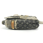 Louis Vuitton Shoulder Bag Patchwork Postie Monogram Denim Canvas Black Gray