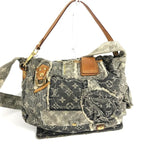 Louis Vuitton Shoulder Bag Patchwork Postie Monogram Denim Canvas Black Gray