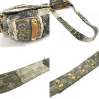 Louis Vuitton Shoulder Bag Patchwork Postie Monogram Denim Canvas Black Gray