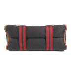 Hermes Handbag Kameil Stripe Logo Leather Suede Brown Red