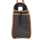 Hermes Handbag Kameil Stripe Logo Leather Suede Brown Red
