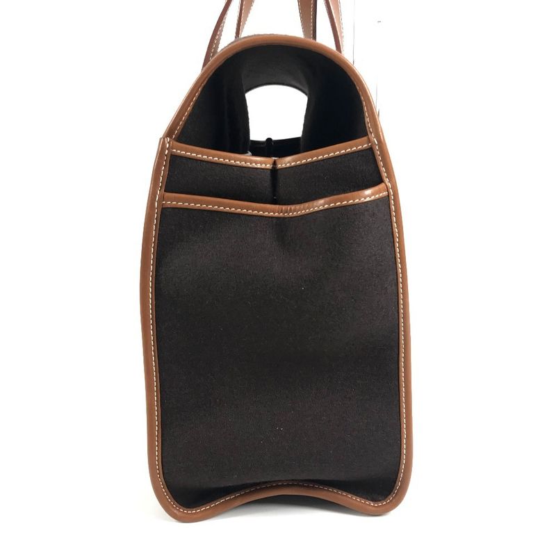 Hermes Handbag Kameil Stripe Logo Leather Suede Brown Red