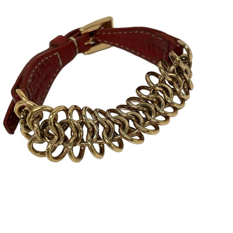 Prada Bracelet Leather Gold Red