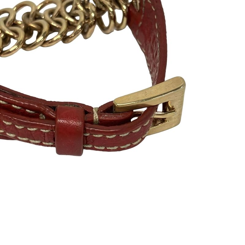 Prada Bracelet Leather Gold Red