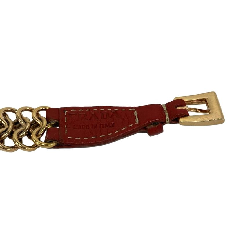 Prada Bracelet Leather Gold Red