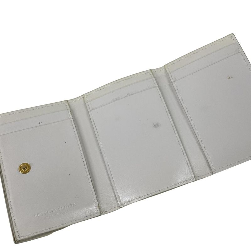 Bottega Veneta Trifold Wallet Maxi Intrecciato White Leather