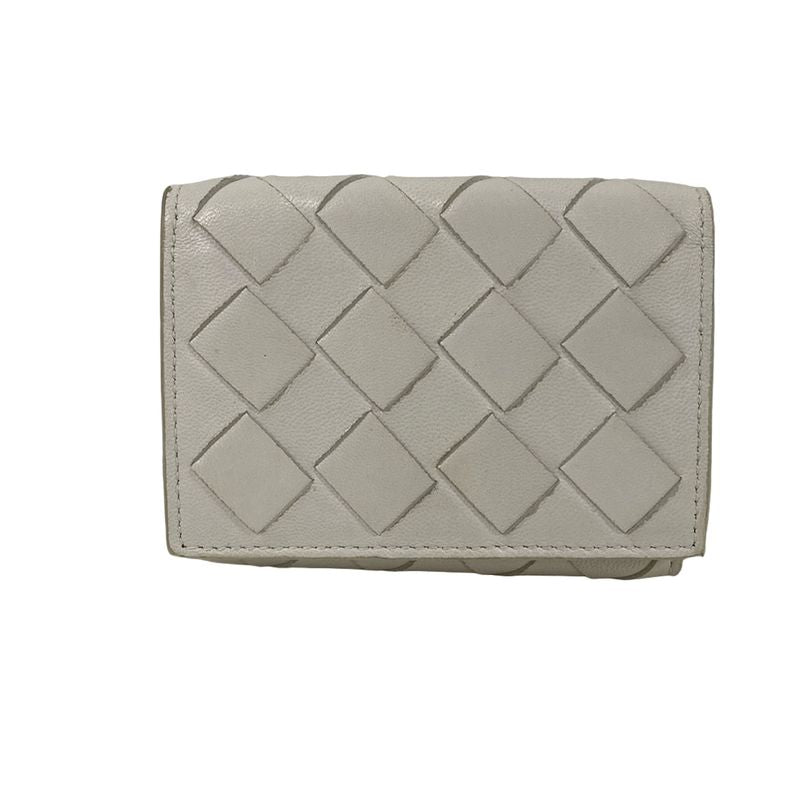 Bottega Veneta Trifold Wallet Maxi Intrecciato White Leather