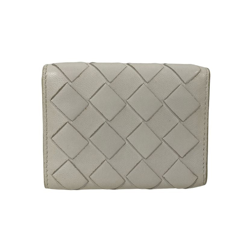 Bottega Veneta Trifold Wallet Maxi Intrecciato White Leather