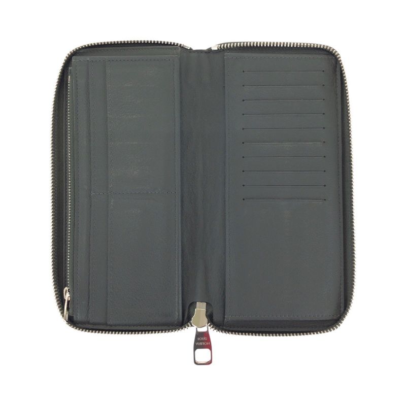 Louis Vuitton Taurillon Zippy Wallet Vertical Black Silver Leather