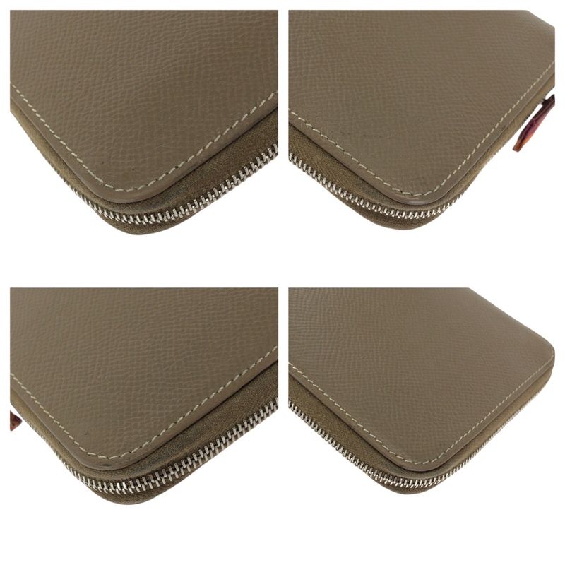 Hermes Azap Long Silk in Etoupe Beige Veau Wallet Zip Around