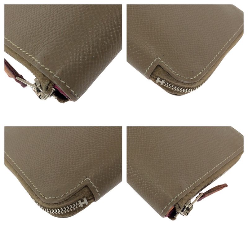 Hermes Azap Long Silk in Etoupe Beige Veau Wallet Zip Around