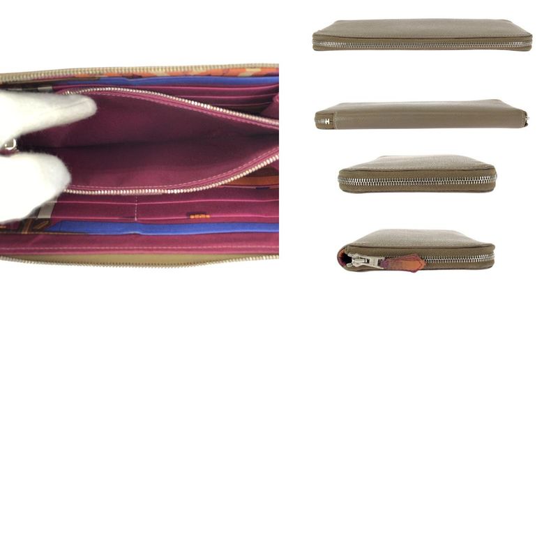 Hermes Azap Long Silk in Etoupe Beige Veau Wallet Zip Around