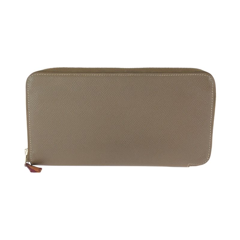 Hermes Azap Long Silk in Etoupe Beige Veau Wallet Zip Around