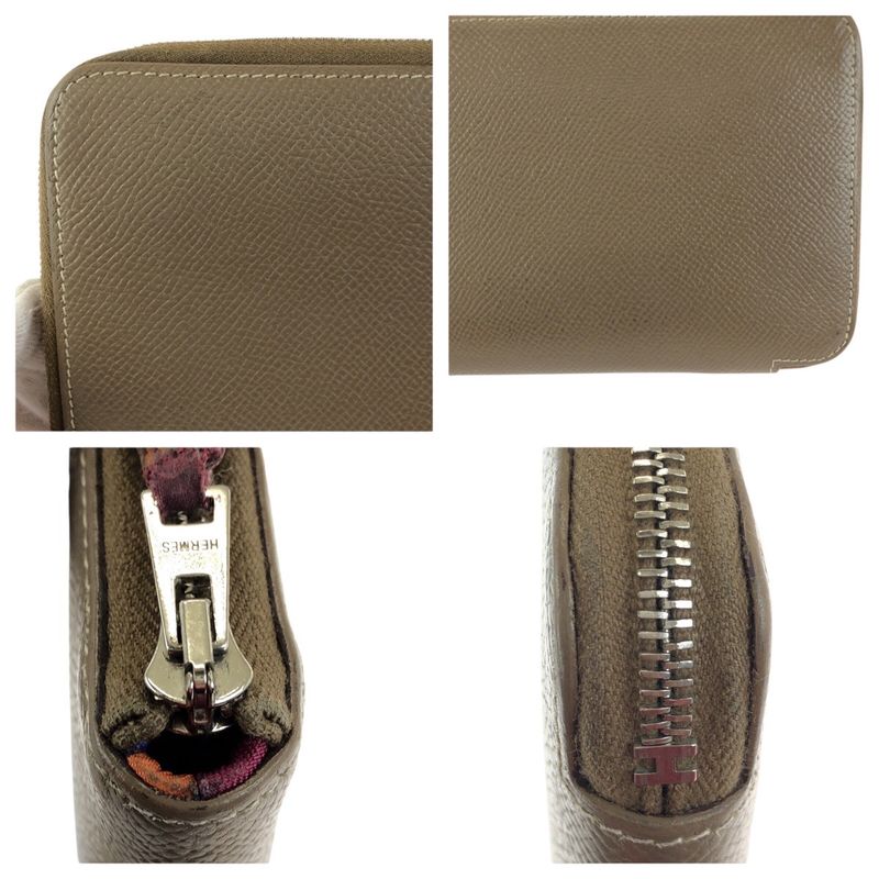 Hermes Azap Long Silk in Etoupe Beige Veau Wallet Zip Around