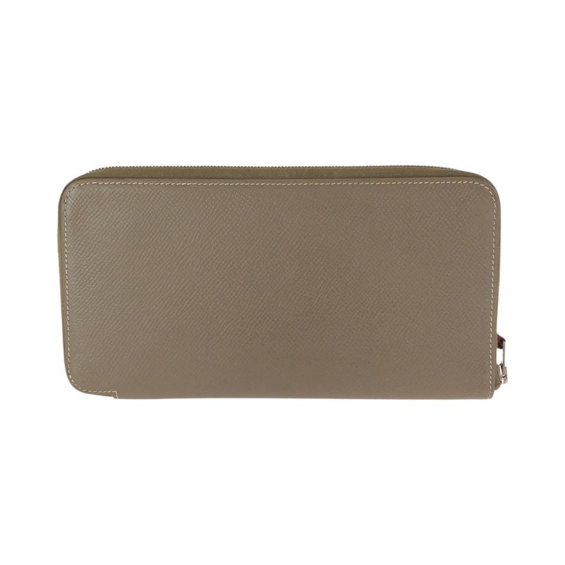 Hermes Azap Long Silk in Etoupe Beige Veau Wallet Zip Around