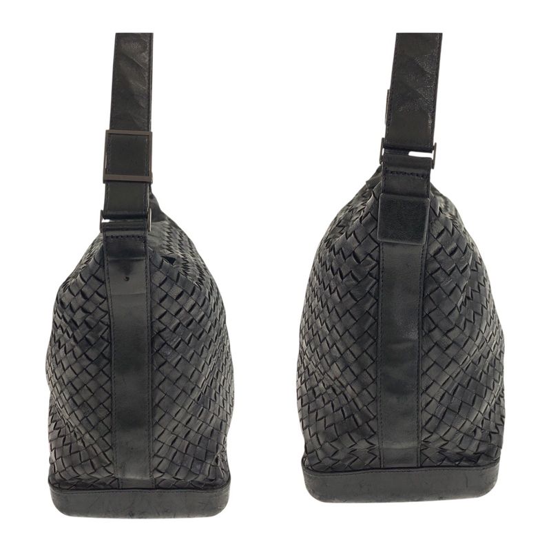 Bottega Veneta Black Gunmetal Leather Shoulder Bag