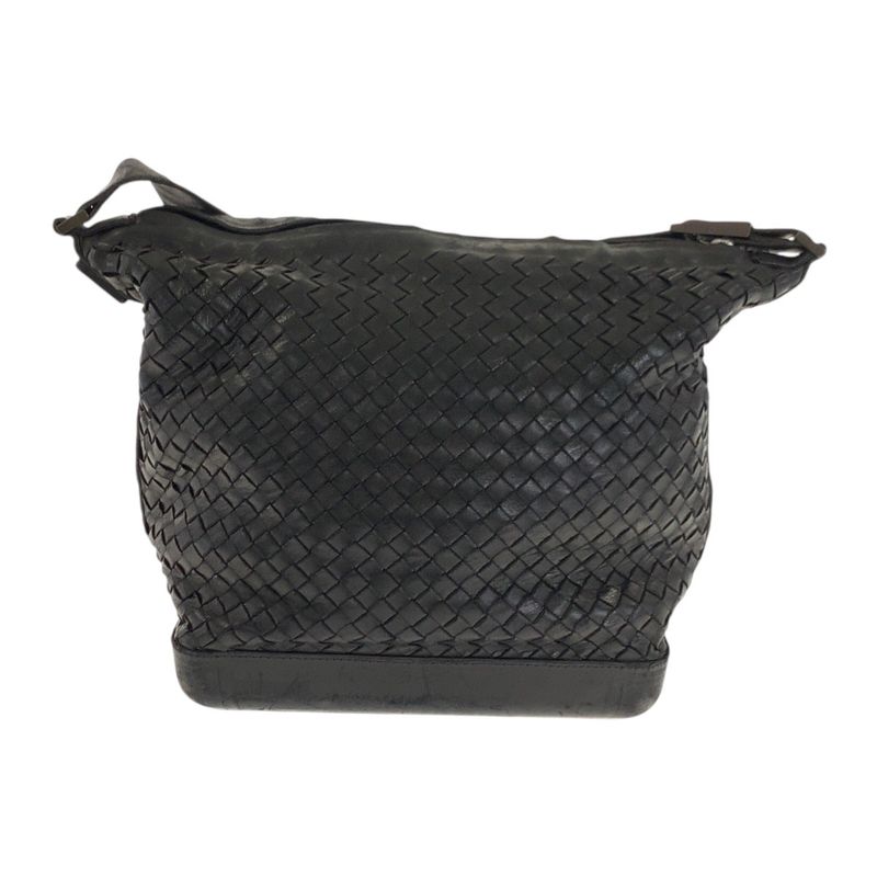 Bottega Veneta Black Gunmetal Leather Shoulder Bag