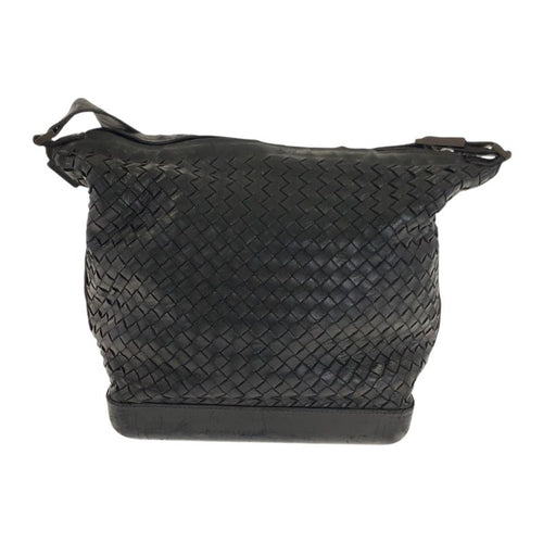 Bottega Veneta Black Gunmetal Leather Shoulder Bag