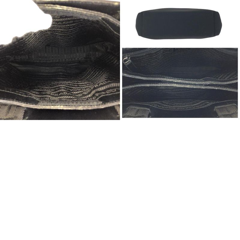 Prada Sports Black Silver Nylon Tote Shoulder Bag