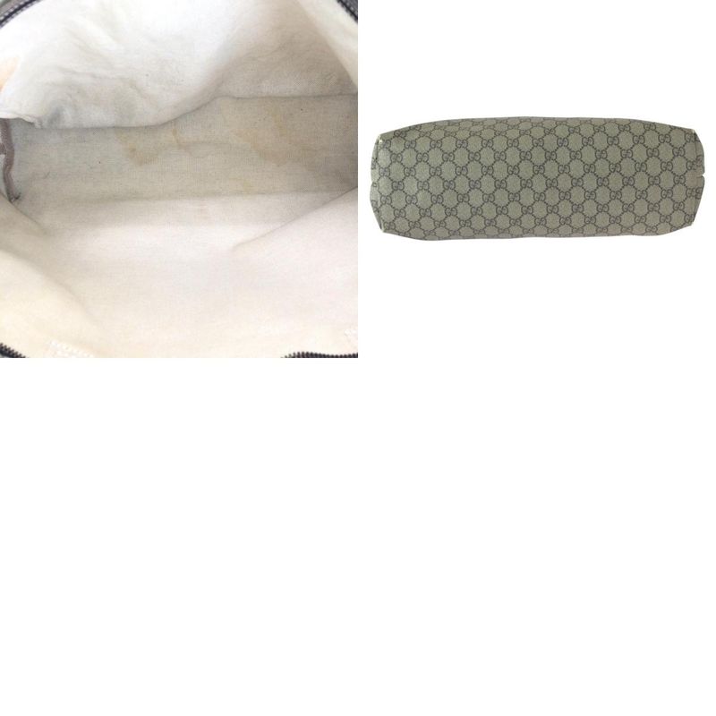 Gucci Beige Brown Gold GG Supreme Canvas Leather Tote