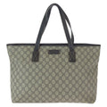 Gucci Beige Brown Gold GG Supreme Canvas Leather Tote