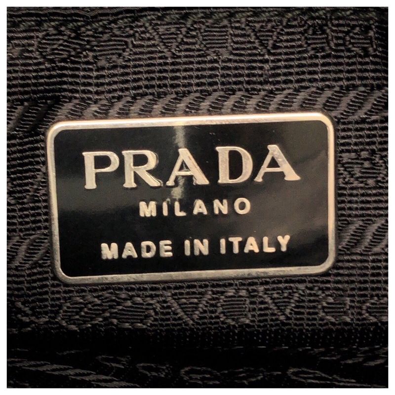 Prada Black Silver Leather Shoulder Bag Tote