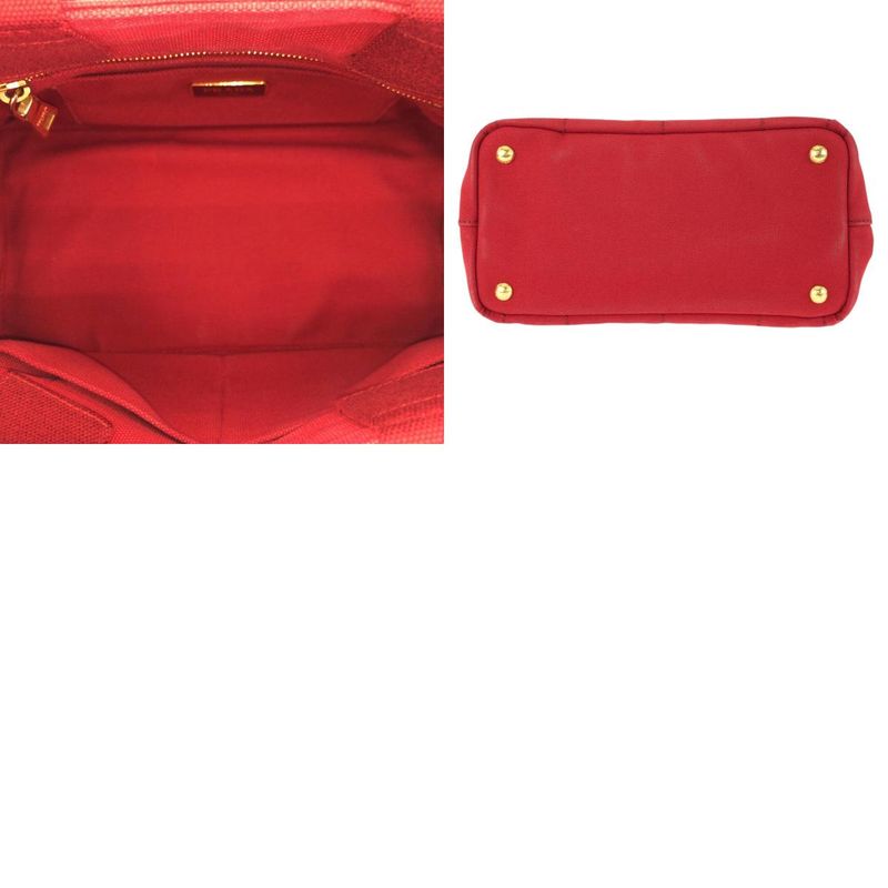 Prada Canapa Red Gold Canvas Tote