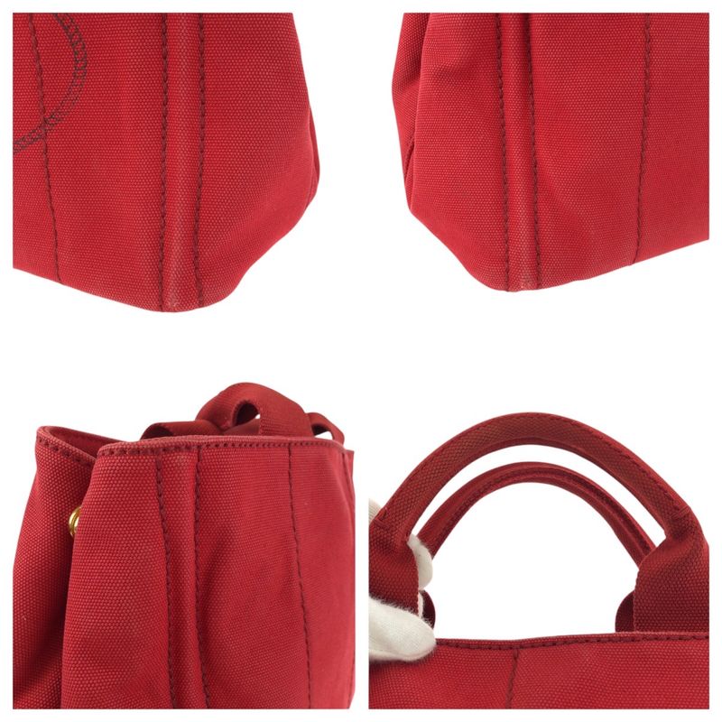 Prada Canapa Red Gold Canvas Tote