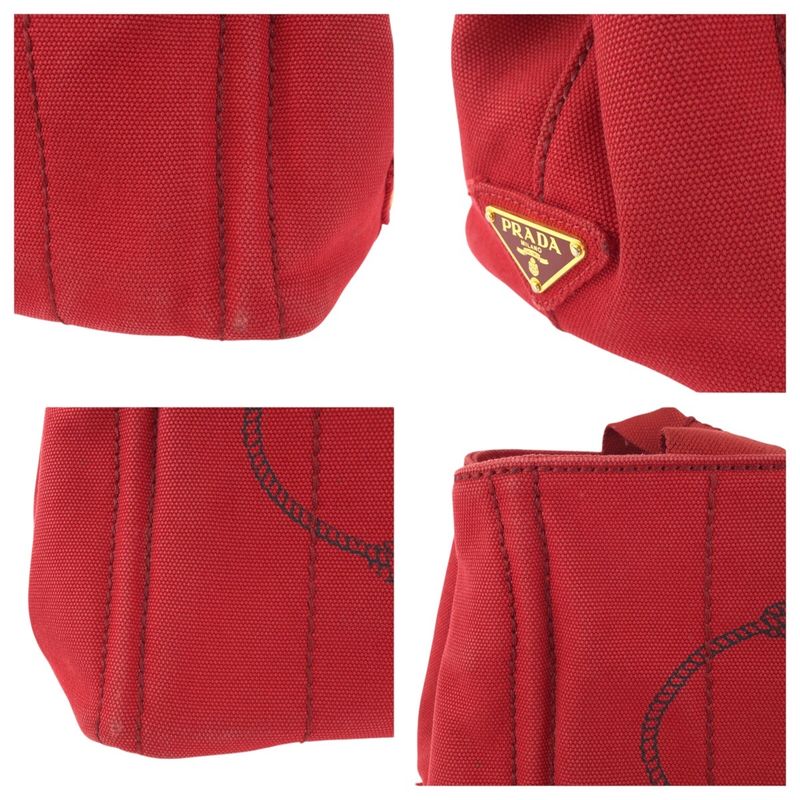 Prada Canapa Red Gold Canvas Tote