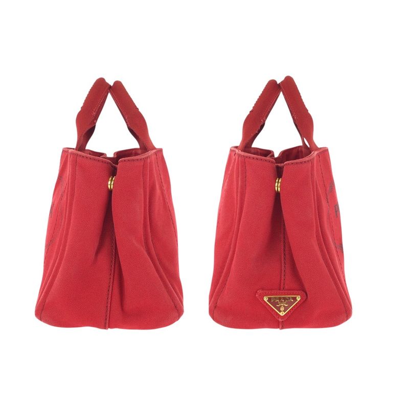 Prada Canapa Red Gold Canvas Tote