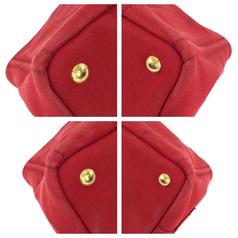 Prada Canapa Red Gold Canvas Tote