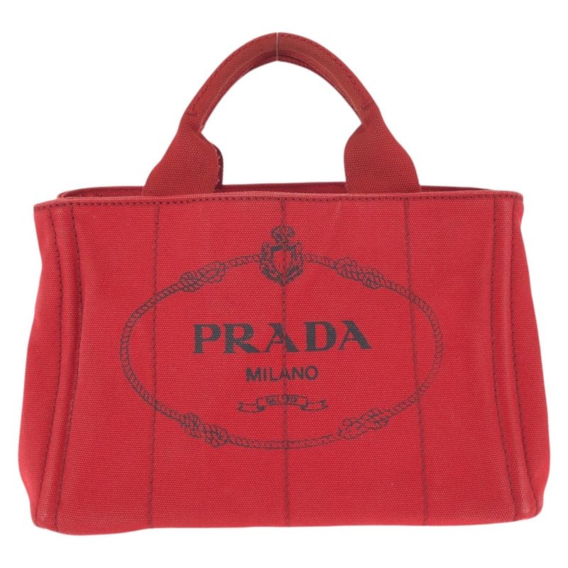 Prada Canapa Red Gold Canvas Tote