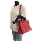 Prada Tessuto Red Silver Leather Nylon Shoulder Bag Tote