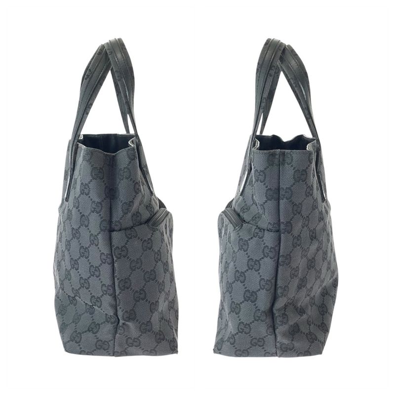 Gucci Black Silver GG Canvas Leather 002 058 Tote
