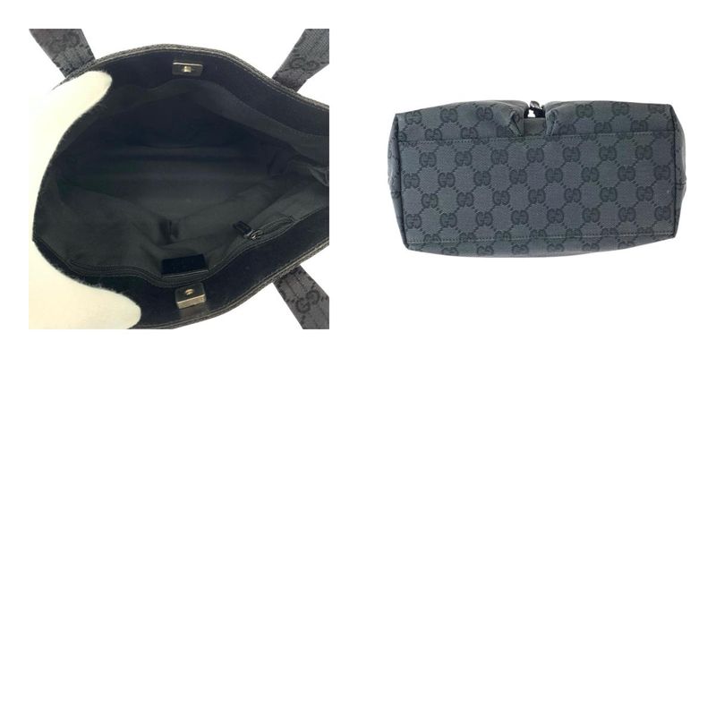 Gucci Black Silver GG Canvas Leather 002 058 Tote