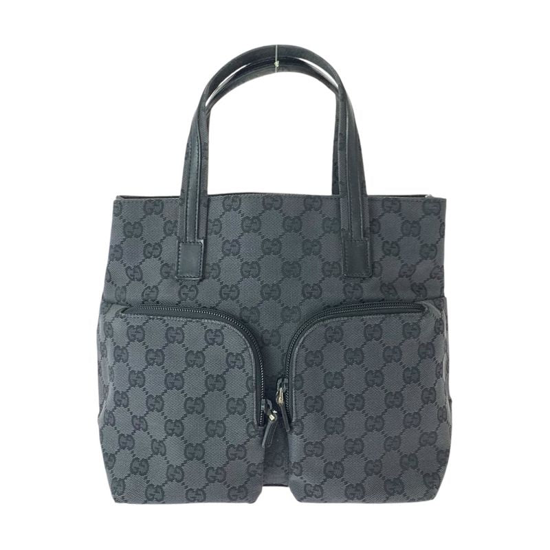 Gucci Black Silver GG Canvas Leather 002 058 Tote