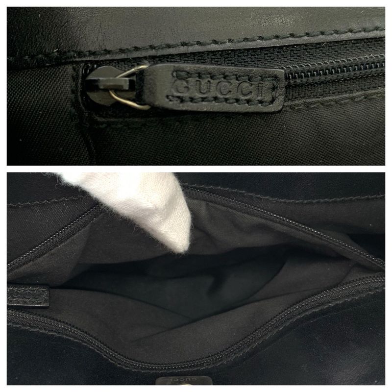 Gucci Black Silver GG Canvas Leather 002 058 Tote