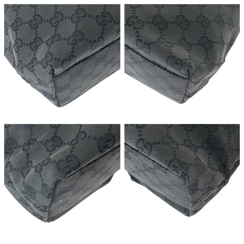 Gucci Black Silver GG Canvas Leather 002 058 Tote