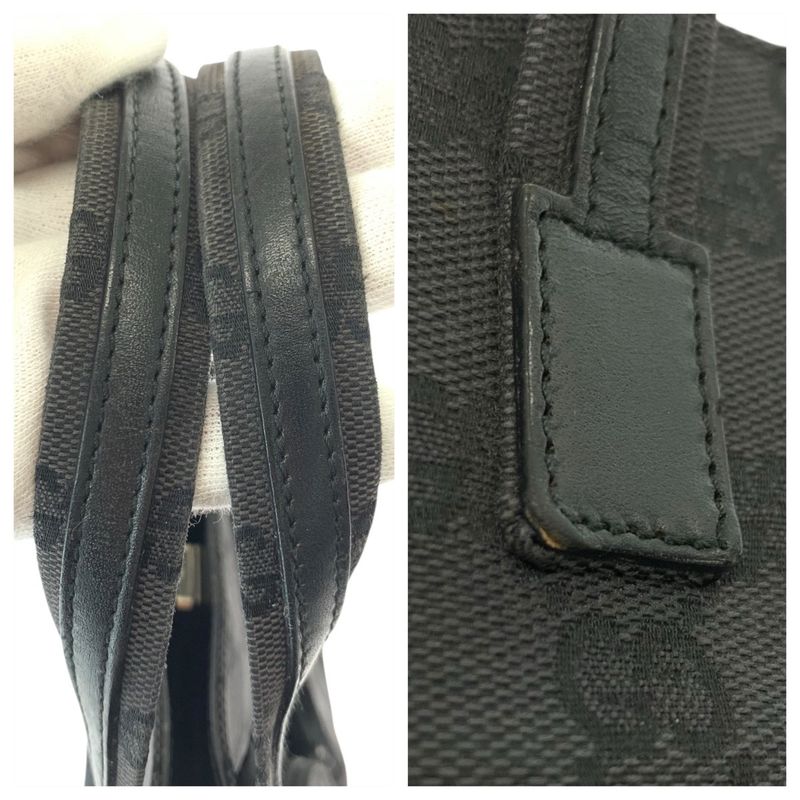 Gucci Black Silver GG Canvas Leather 002 058 Tote