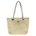 Prada Beige Silver Leather Tote Shoulder Bag