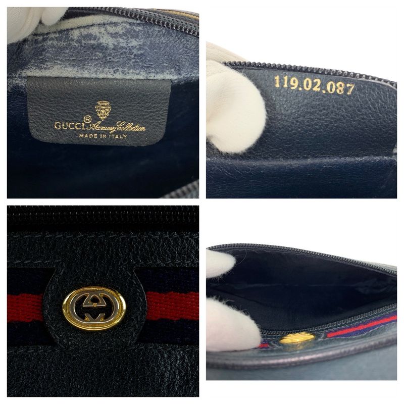 Gucci Vintage Sherry Shoulder Bag Navy Beige