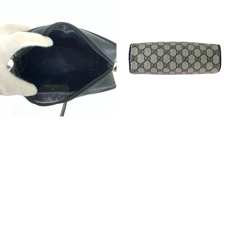 Gucci Vintage Sherry Shoulder Bag Navy Beige
